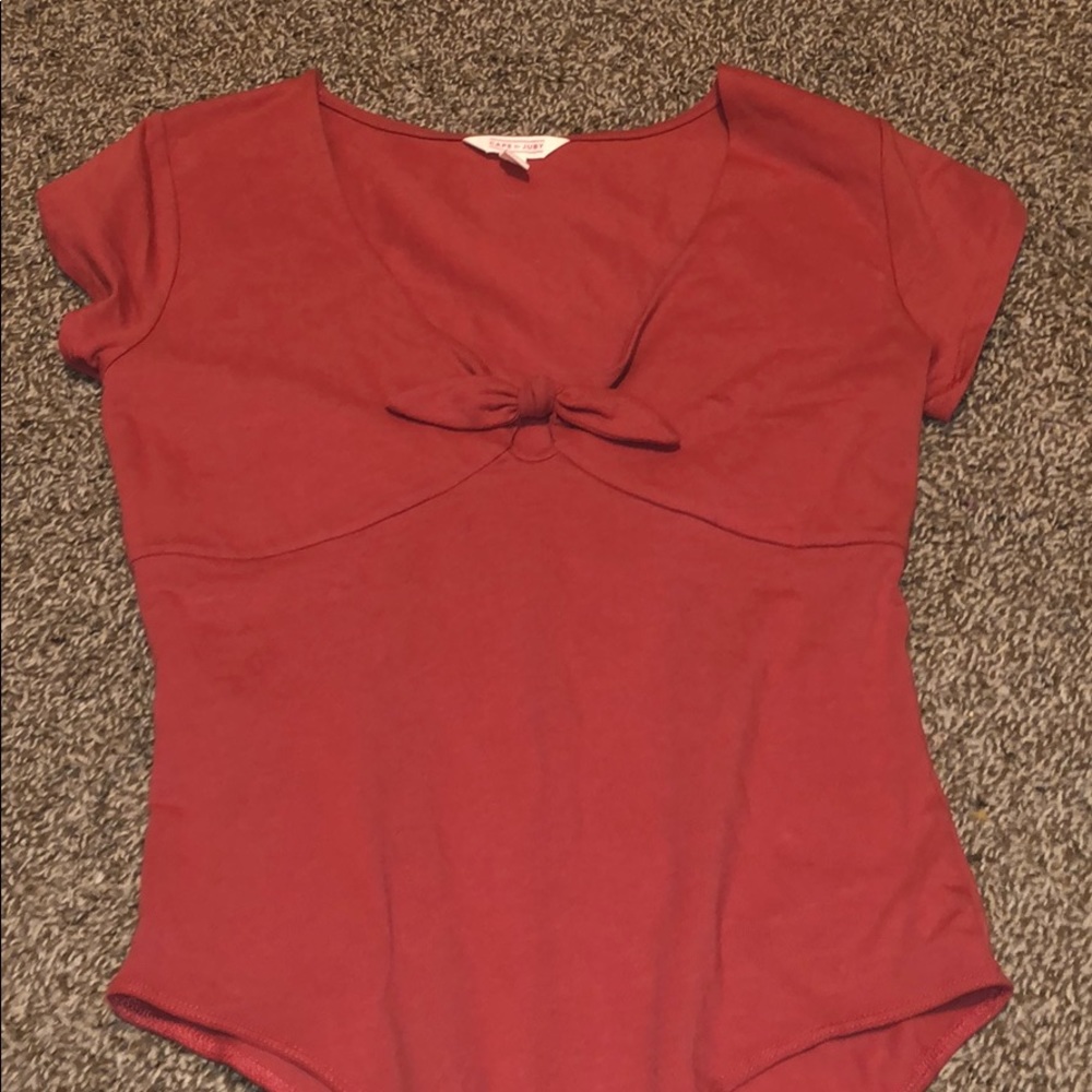 Red front tie bodysuit